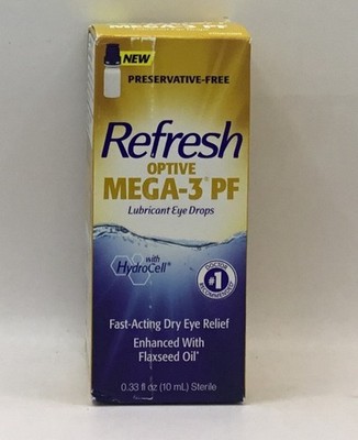REFRESH Optive Mega-3 PF Eye Drops 0.33 fl oz 10mL EXP 2/27