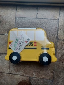 Kinder Collection "Rolling" School Bus Lunch Box Yellow With Flask! Unopened 