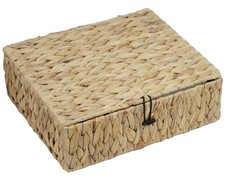 Rectangular Water Hyacinth Wicker Storage Basket with Lid 12.8x11x4.1 inch