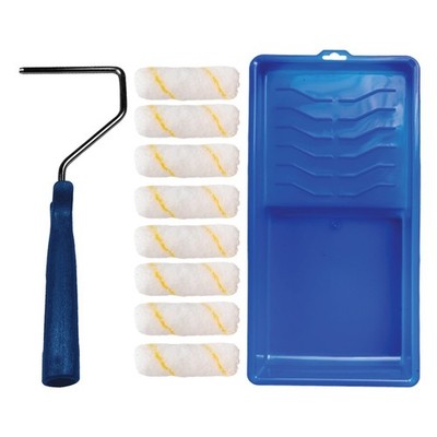 Paint Roller Tool Kit - 10 Piece Painting Set - Mini Plastic Paint Tray Set,