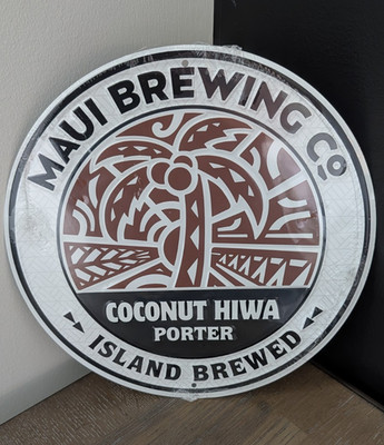 Maui Brewing Co. Coconut Hiwa Porter ''Island Brewed'' Round Beer Sign Breweriana