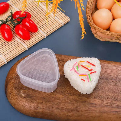 4PCS Sushi Mold Box Transparent Triangular Sushi Maker Mold Onigiri Rice Ball Fo