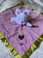 NEW Just One You by Carter's White Bunny Lovey Blanket Pink Heart Rattles