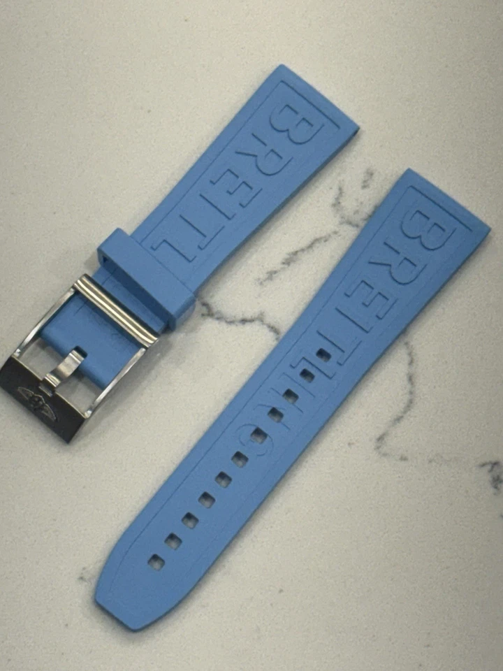 BREITLING OEM 24MM Diver Pro Rubber Strap Light Blue w/ OEM Tang Buckle - Image 3 of 4