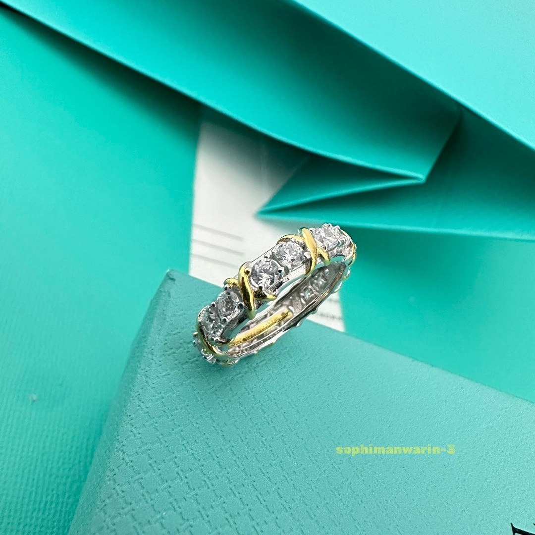New 18K Yellow Gold PlatinumTlfaanyCoBand Ring 1.14ct Round Diamond Size 8