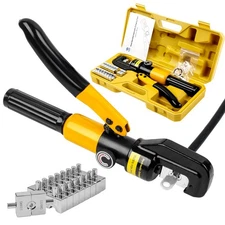 Hydraulic Crimping Tool 10 Tons, 12 AWG to 2/0 Battery Cable Crimper Tool wit...