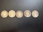 BARBER SILVER DIMES LOT OF 5 DIFFERENT DATES. PLEASE SEE PICTURES.