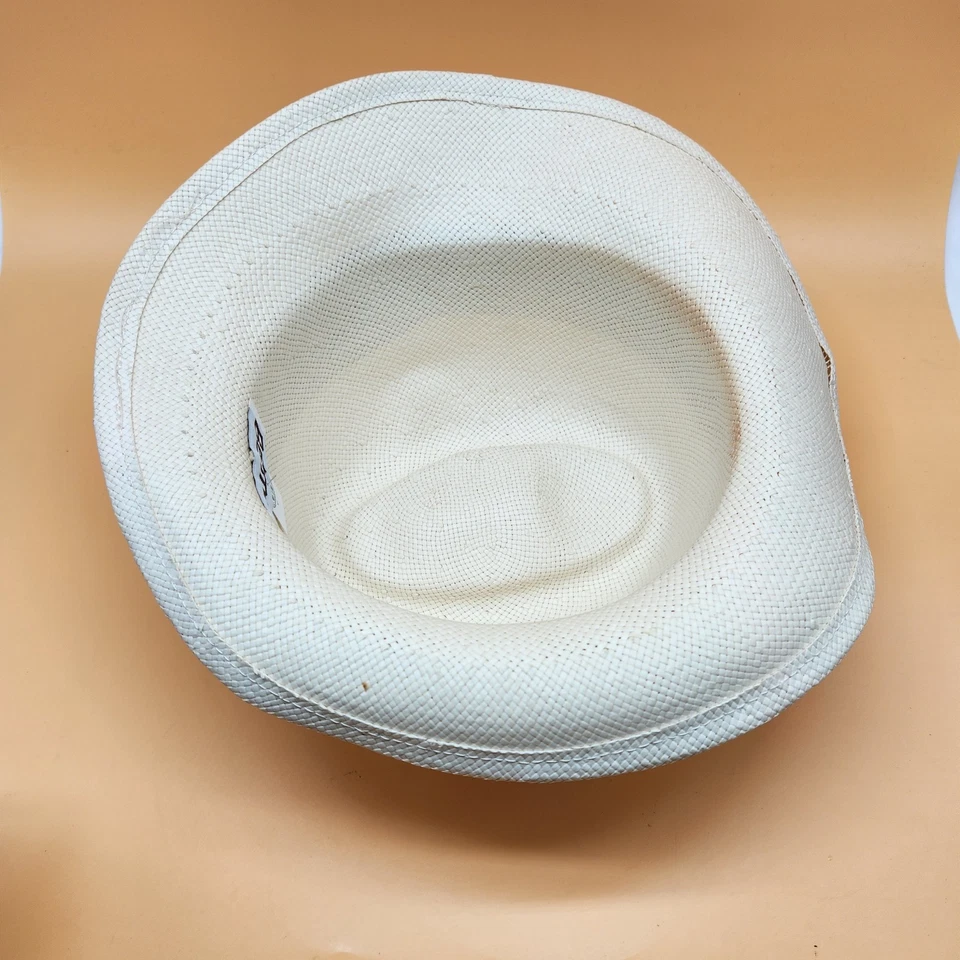 Sombrero Betmar Fedora Mujer Mediano Blanco Ala Ancha Rosa Cinta Verano Sol Elegante Foto 4 de 4