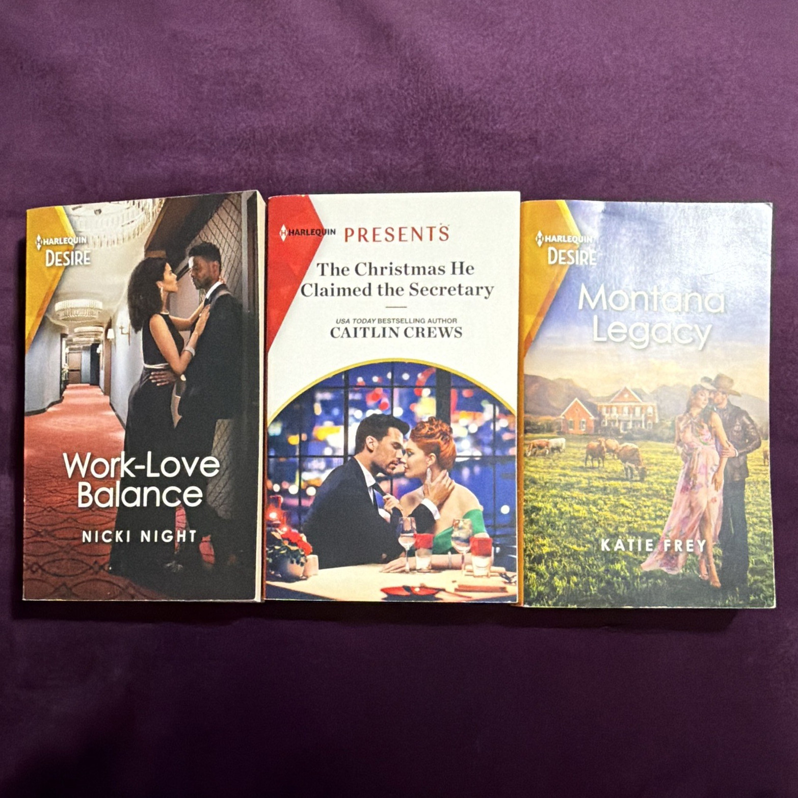 Harlequin Desire Romance Paperback Lot of 3 - Night, Crews, Frey