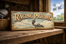 Racing Pigeons plaque wooden sign vintage style PIGEON fancier Loft