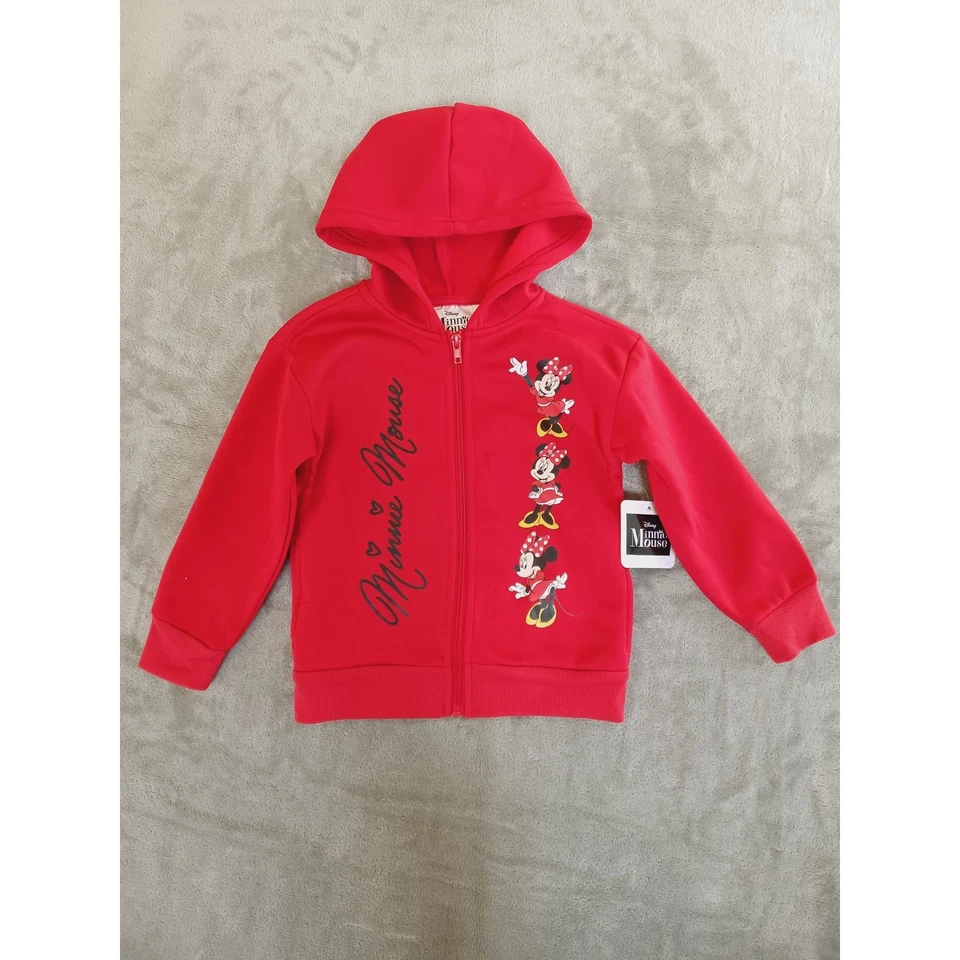 Disney Minnie Mouse Rojo Cremallera Completa Sudadera con Capucha Niñas Talla 5 Foto 3 de 4