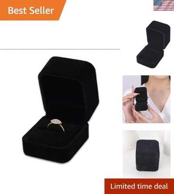 Sophisticated Black Velvet Ring Box for Engagements & Wedding Proposals - 2.5 