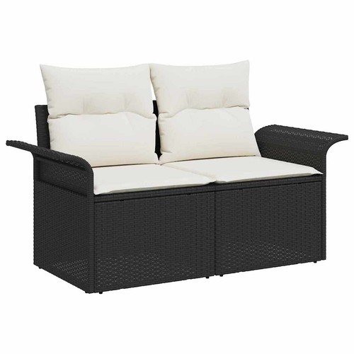 vidaXL Set Divano da Giardino 9 pcs Nero polyrattan - Foto 6 di 10