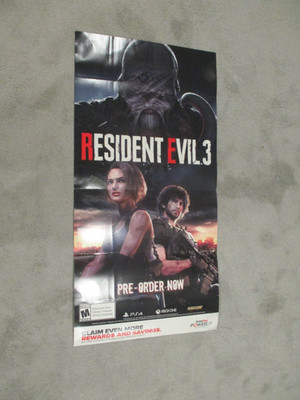 Resident Evil 3 Nemesis Remake PS4 XBox One Capcom GameStop Promo Display Poster