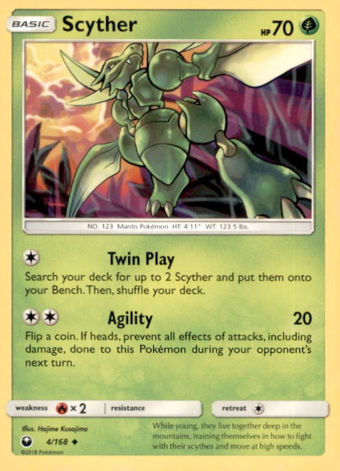 SCYTHER 4/168 UNCOMMON CELESTIAL STORM POKEMON NEAR MINT