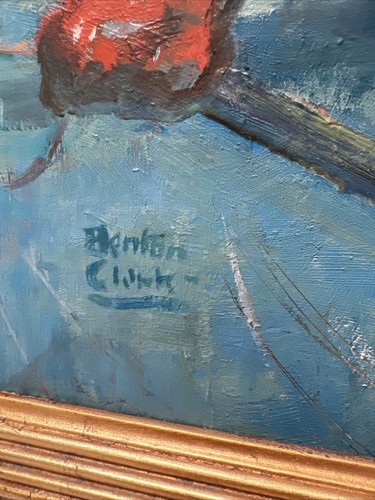 BENTON CLARK PAINTING ANTIQUE NEWCOMB 24 BY 30 FRAME WINTER ILLUSTRATION FAMOUS - Picture 21 of 24