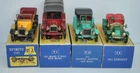 4x LESNEY MATCHBOX YESTERYEAR - FORD T - DAIMLER - RENAULT - MAXWELL