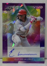 2023 Leaf Vivid Elly de La Cruz 2/2 Purple Cracked Ice RC Auto - Cincinnati Reds