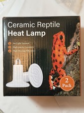 2 Pack 100W Ceramic Heat Emitter, Reptile Heat Bulbs, Ceramic Heat Lamp