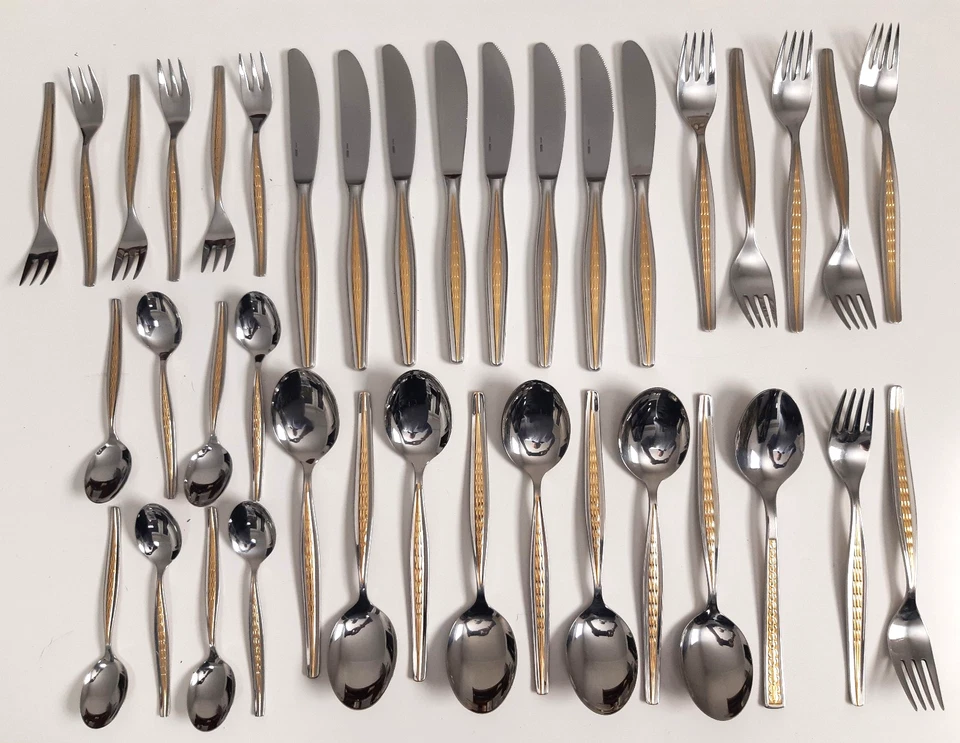 BSF Besteck 60er 70er Jahre mit gold- 38 Teile - #43
