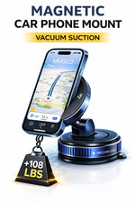 Magnetic Car Phone Mount with Vacuum Suction, 108 lbs Strong Hold, 360  Rotatio