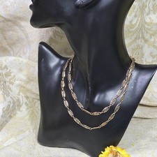 Superbe Sautoir Murat Vintage, Plaqué Or, 72 cm, Maille Filigranée