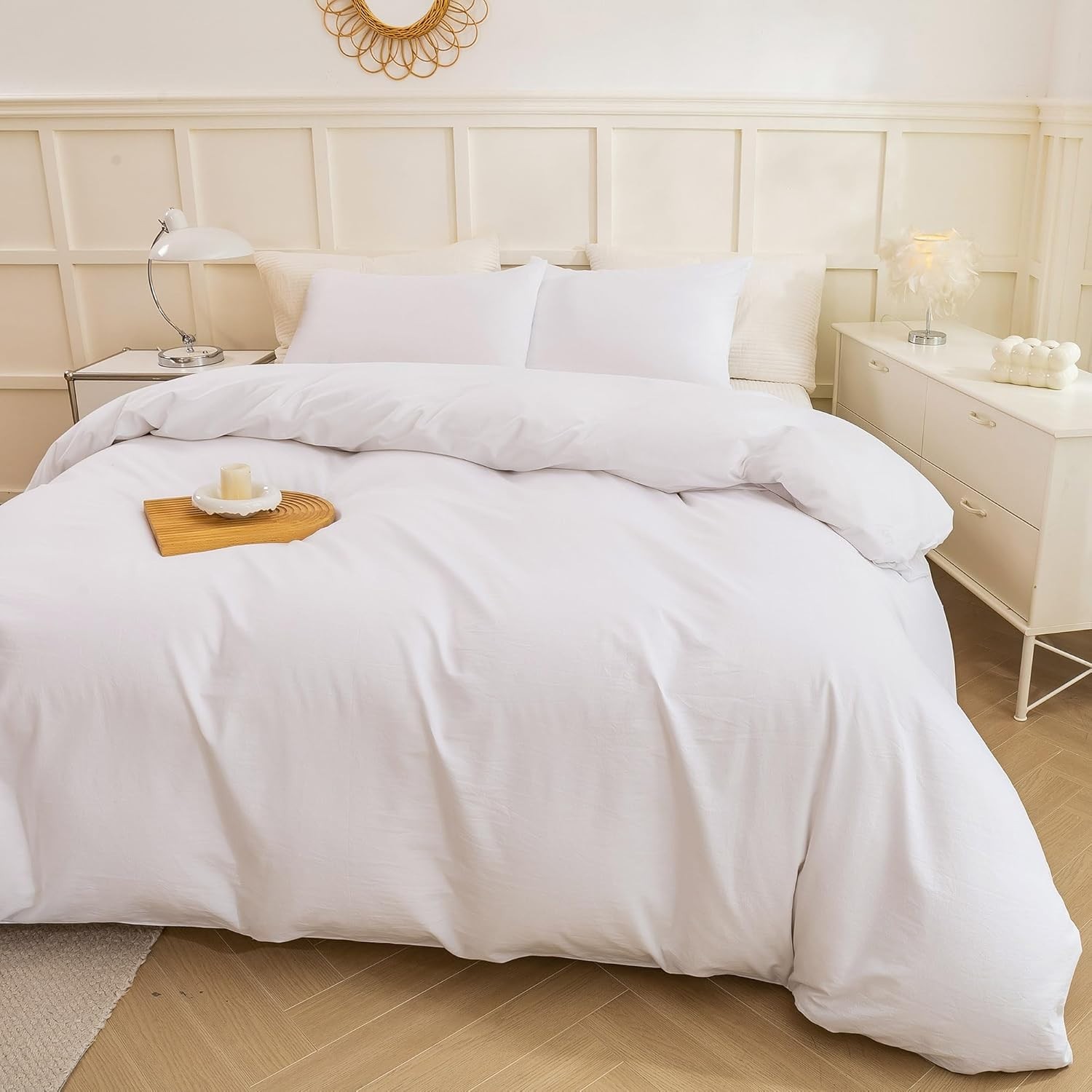 Off  White  Cotton Comforter Cover with buttons in king, Queen and other size.