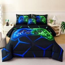 Queen Bedding Sets for Boys 6-Piece Gamer Comforter Set with Sheets and Pillo...