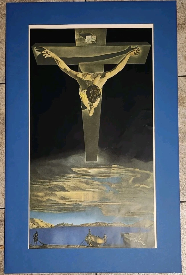 Salvador Dalí Cristo de San Juan de la Cruz Impresión Genuina Por Ganímedes 32"x20" Foto 3 de 4