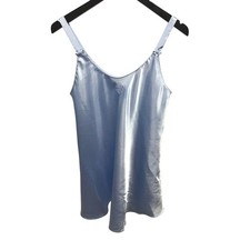 Oscar de la Renta Pink Label Women's Light Blue Satin Embroidered Slip Dress