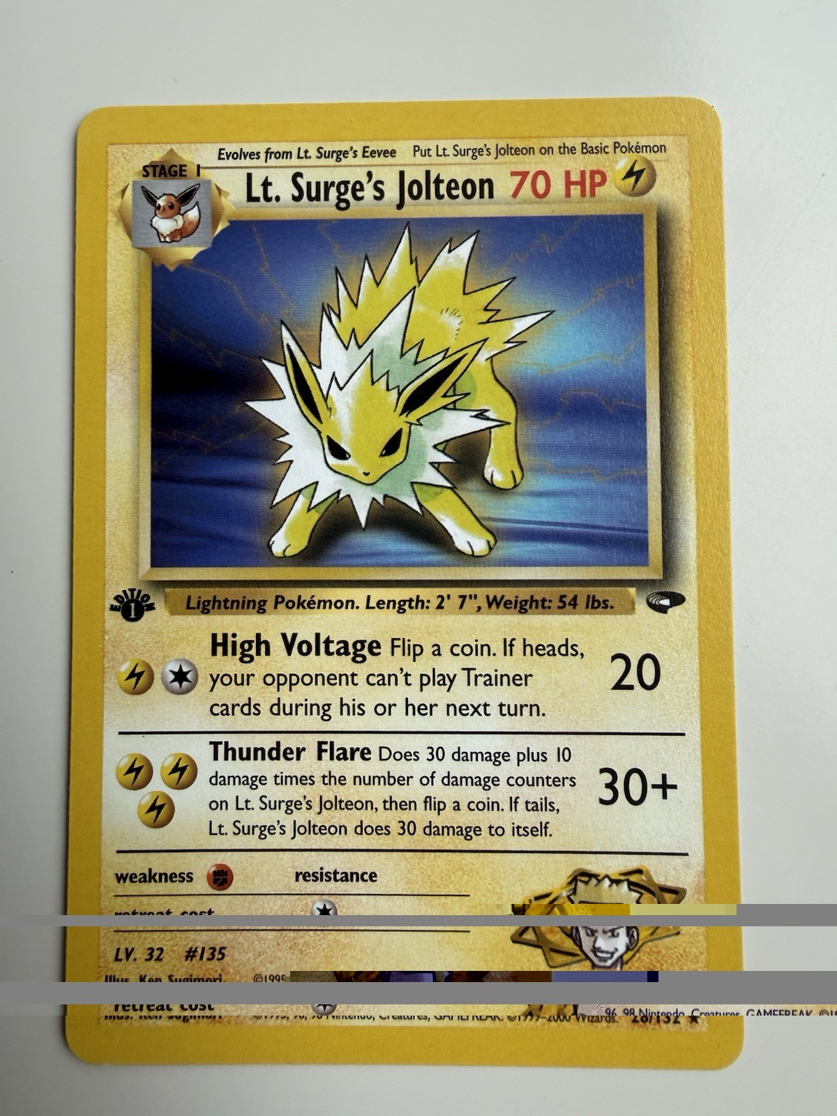 Pokemon Card - Lt. Surge's Jolteon Gym Challenge 28/132 1st Edition Rare
