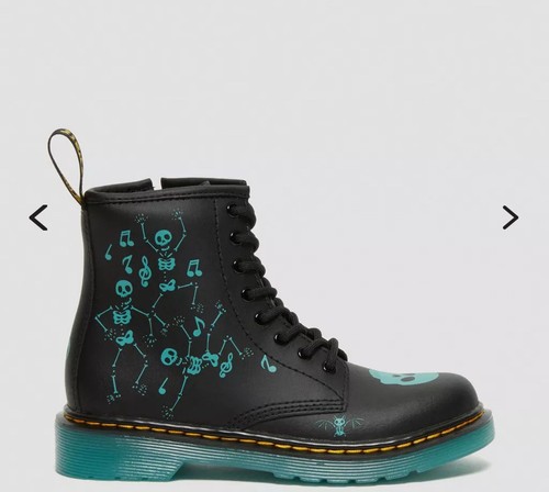 Dr Martens 1460Y Halloween Day Death Skull Black Leather Boots WMS SIZE 7 - Imagen 6 de 11