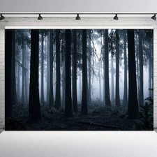 10x8ft Spooky Haunted Forest Backdrop Foggy Woodland Background for Photography