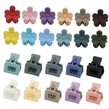 Mini Flower Hair Clips Set - 22pcs Small Square Claw Clips for Thin Hair,