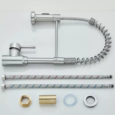 Monobloc Silver Kitchen Sink Mixer Taps with Pull Out Hose Spray Single LeverTap