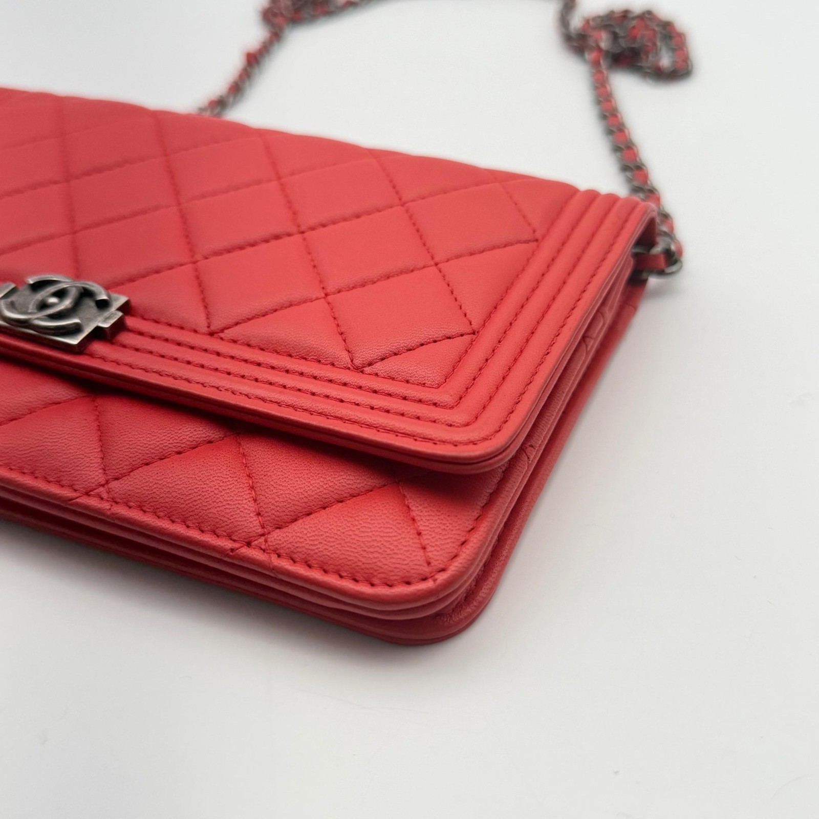 Chanel Boy Wallet on Chain Red Lambskin Ghw - ## image 3