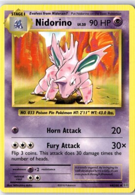 Pokemon Nidorino 44/108 - XY Evolutions - Uncommon Near Mint English