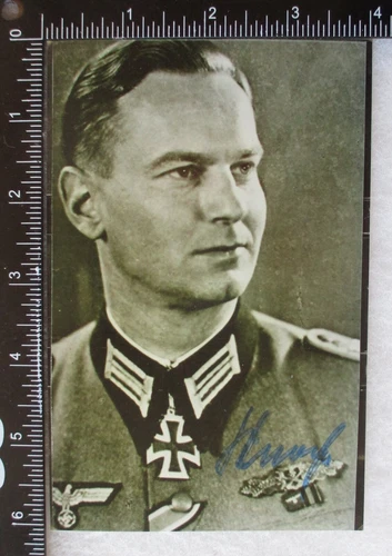 WW2 GERMAN ARMY KNIGHTS CROSS RECIPIENT HEINZ KNOCHE SIGNED PHOTO AUTOGRAPH