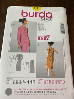 Burda Style Sewing Pattern 7111 Women Dress Robe Vestido Size 10-24 Uncut New