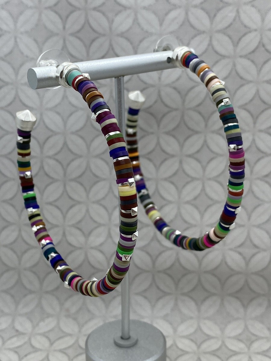 Kendra Scott Reece silver tone Hoop Earrings In Neutral Mix Larger