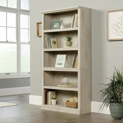 5-Shelf Standard Bookcase with Adjustable Shelves 69.76 In. Chestnut Wood NEW