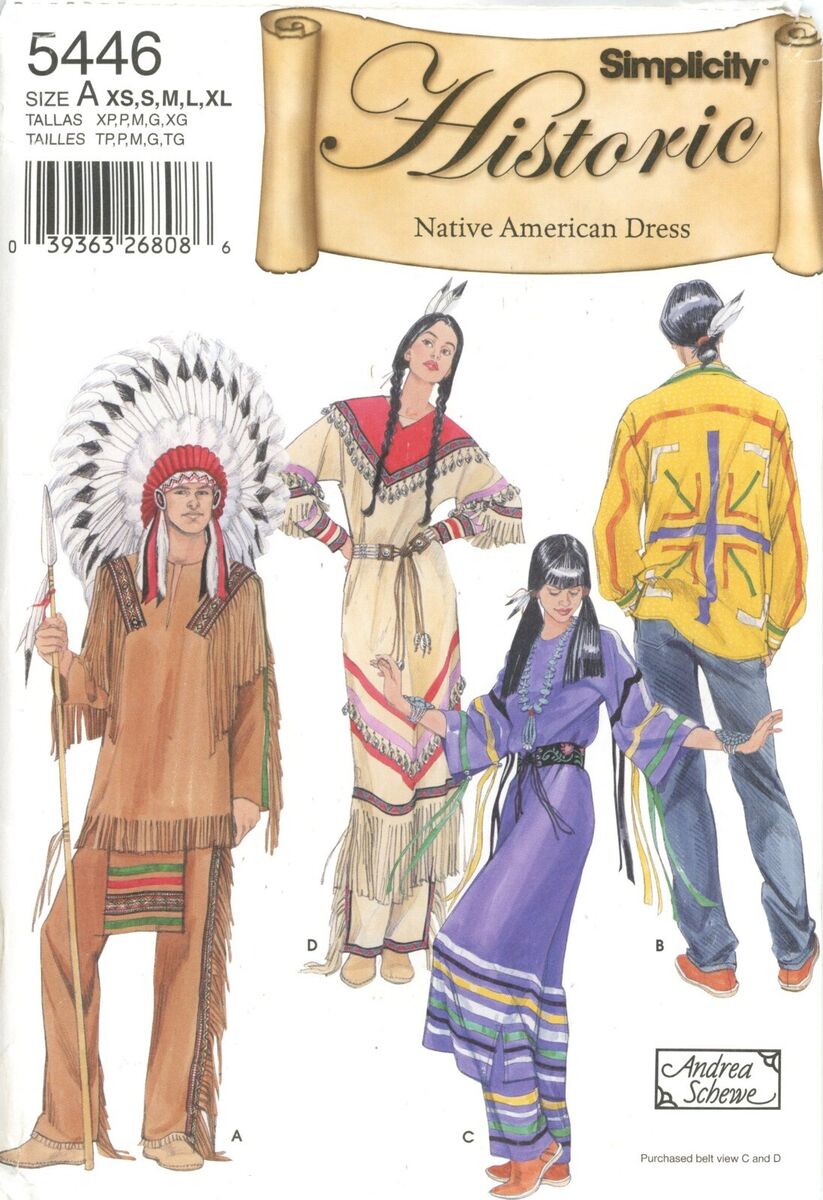 Simplicity 5446 Historic Native American Dress Sz XS-XL Simplicity 5446 Historic Native American Dress Sz XS-XL