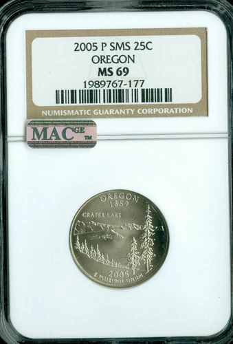 2005 P OREGON QUARTER NGC MS69 SMS PQ  REGISTRY MAC SPOTLESS *