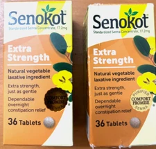 Senokot Extra Strength Tablets 36/ct. DENT BOX  *LOT OF 2*  EXP: 03/2027