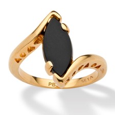 18k Gold Plated Genuine Onyx Ring