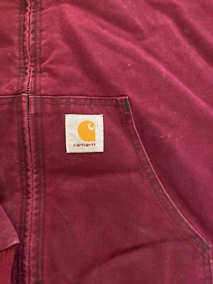 Vintage Carhartt JQ281 Jacket Burgundy Wine Red RARE Made in USA