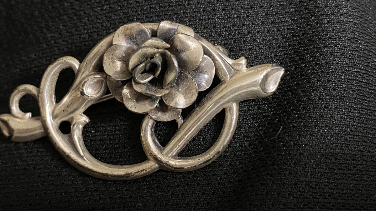VINTAGE STERLING JEWELART ROSE FLOWER PIN BROOCH | eBay