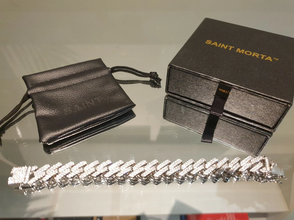 Saint Morta Iced Out White Gold Interlink 8