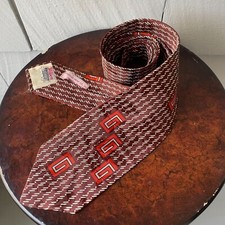 40s Vintage Wilson Faultless Brown Red Rope Box Pattern Mens Tie 52 x 3.25"