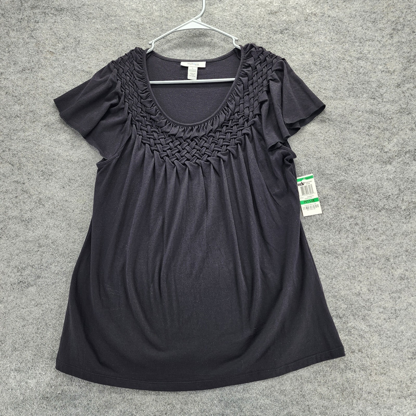 Style Co Shirt Womens Large Short Sleeve Black